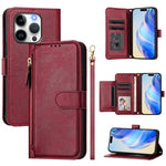 Multi-Kartenfächer Reißverschluss-Geldbörse Leder-Handyhülle, für iPhone 16, für iPhone 15 Pro Max, für iPhone 15 Pro, für iPhone 15 Plus, für iPhone 15, für iPhone 14 Plus, für iPhone 14 / 13, für iPhone 14 Pro