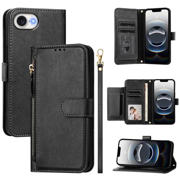 Multi-Kartenfächer Reißverschluss-Brieftasche Leder Handyhülle, Für iPhone 17e / 16e, Für iPhone 17 Pro Max, Für iPhone 17 Pro, Für iPhone 17, Für iPhone Air, Für iPhone 16 Pro Max, Für iPhone 16 Pro, Für iPhone 16 Plus