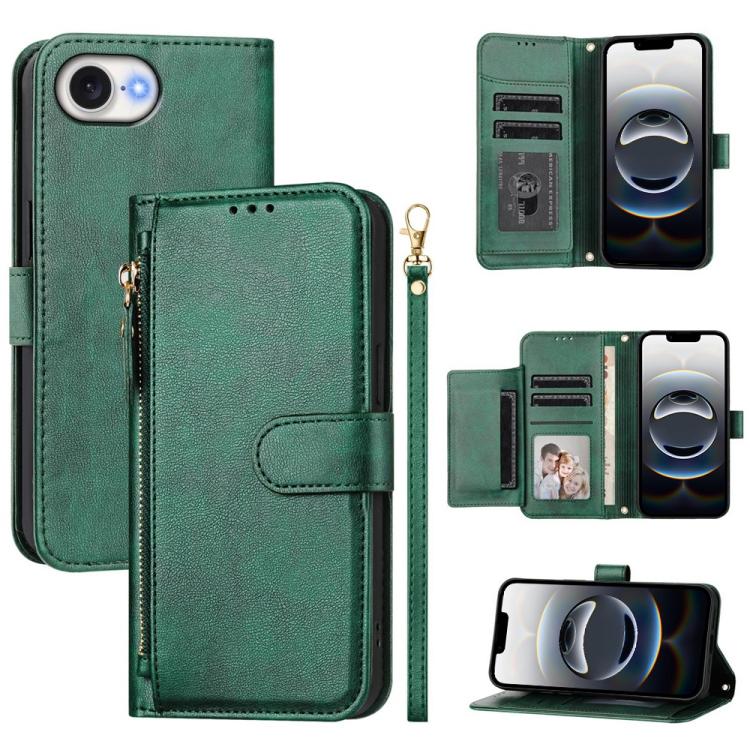 Multi-Kartenfächer Reißverschluss-Brieftasche Leder Handyhülle, Für iPhone 17e / 16e, Für iPhone 17 Pro Max, Für iPhone 17 Pro, Für iPhone 17, Für iPhone Air, Für iPhone 16 Pro Max, Für iPhone 16 Pro, Für iPhone 16 Plus