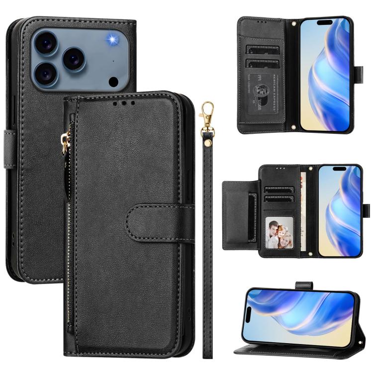 Multi-Kartenfächer Reißverschluss-Brieftasche Leder Handyhülle, Für iPhone 17e / 16e, Für iPhone 17 Pro Max, Für iPhone 17 Pro, Für iPhone 17, Für iPhone Air, Für iPhone 16 Pro Max, Für iPhone 16 Pro, Für iPhone 16 Plus