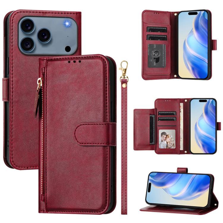 Multi-Kartenfächer Reißverschluss-Brieftasche Leder Handyhülle, Für iPhone 17e / 16e, Für iPhone 17 Pro Max, Für iPhone 17 Pro, Für iPhone 17, Für iPhone Air, Für iPhone 16 Pro Max, Für iPhone 16 Pro, Für iPhone 16 Plus
