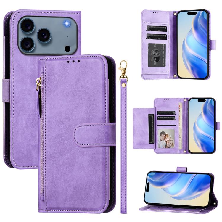 Multi-Kartenfächer Reißverschluss-Brieftasche Leder Handyhülle, Für iPhone 17e / 16e, Für iPhone 17 Pro Max, Für iPhone 17 Pro, Für iPhone 17, Für iPhone Air, Für iPhone 16 Pro Max, Für iPhone 16 Pro, Für iPhone 16 Plus