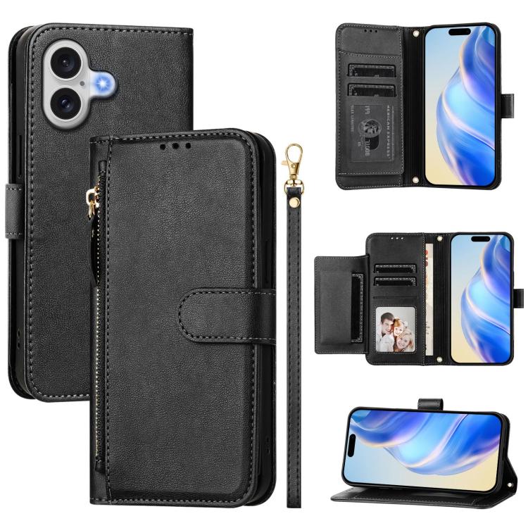 Multi-Kartenfächer Reißverschluss-Brieftasche Leder Handyhülle, Für iPhone 17e / 16e, Für iPhone 17 Pro Max, Für iPhone 17 Pro, Für iPhone 17, Für iPhone Air, Für iPhone 16 Pro Max, Für iPhone 16 Pro, Für iPhone 16 Plus