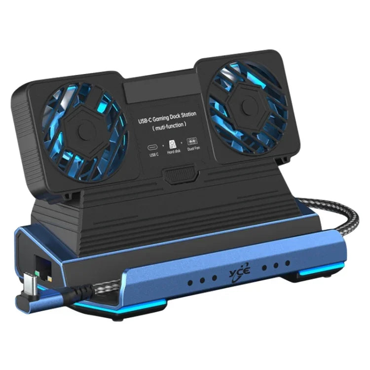 YCE-V279A 9-in-1 USB-C Gaming-Dockingstation mit abnehmbarem Lüfter, 9 in 1
