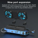 YCE-V279A 9-in-1 USB-C Gaming-Dockingstation mit abnehmbarem Lüfter, 9 in 1