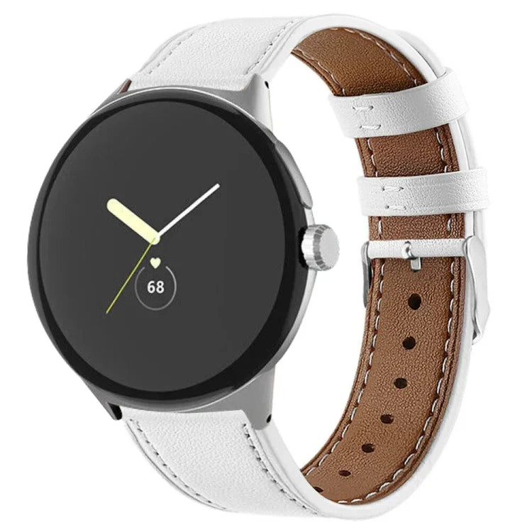 Rundes Uhrenarmband aus echtem Leder, für Google Pixel Watch 4 / Watch 3 (45 mm)