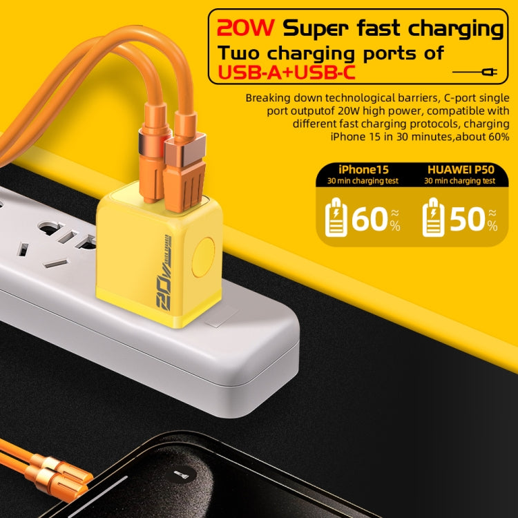 M167 PD 20W Typ-C und USB QC 3.0 Schnellladegerät, EU Stecker, US Stecker