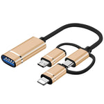 3-in-1 USB-Buchse auf Micro-USB, Typ-C, 8-Pin-Stecker OTG-Adapter