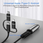 3-in-1 USB-Buchse auf Micro-USB, Typ-C, 8-Pin-Stecker OTG-Adapter