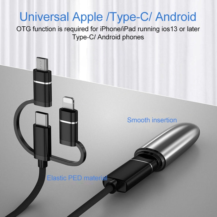 3-in-1 USB-Buchse auf Micro-USB, Typ-C, 8-Pin-Stecker OTG-Adapter