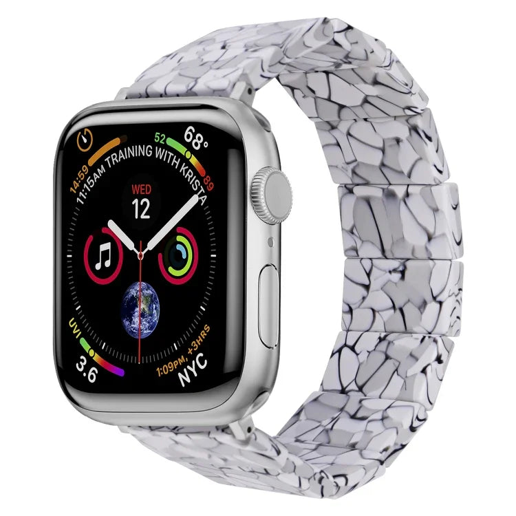 Elastisches, quadratisches Uhrenarmband aus Kunstharz, passend für Apple Watch 46 mm / 49 mm / 45 mm / 44 mm und 42 mm / 41 mm / 40 mm / 38 mm