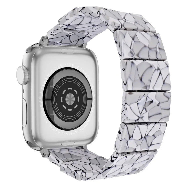 Elastisches, quadratisches Uhrenarmband aus Kunstharz, passend für Apple Watch 46 mm / 49 mm / 45 mm / 44 mm und 42 mm / 41 mm / 40 mm / 38 mm