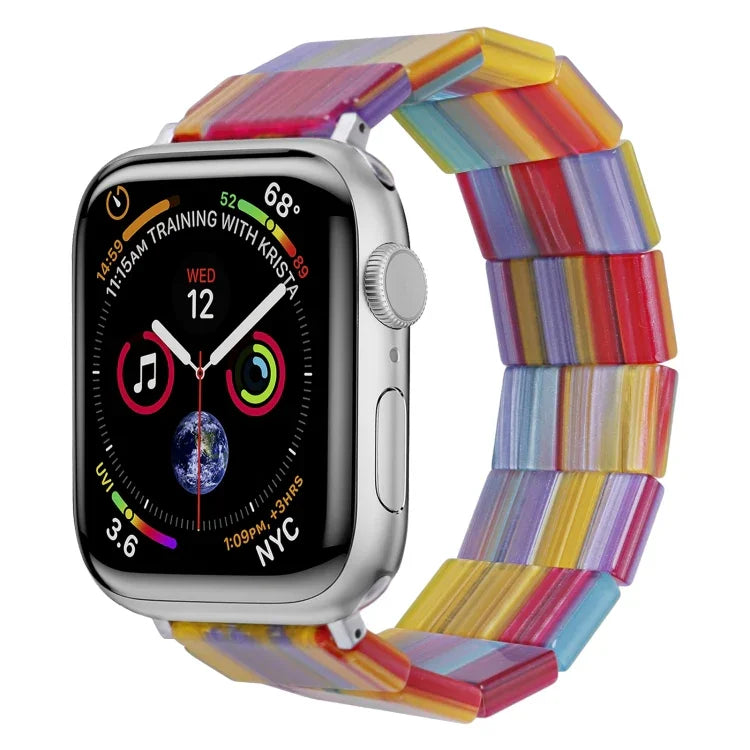 Elastisches, quadratisches Uhrenarmband aus Kunstharz, passend für Apple Watch 46 mm / 49 mm / 45 mm / 44 mm und 42 mm / 41 mm / 40 mm / 38 mm