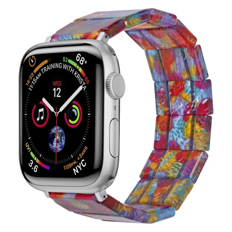Elastisches, quadratisches Uhrenarmband aus Kunstharz, passend für Apple Watch 46 mm / 49 mm / 45 mm / 44 mm und 42 mm / 41 mm / 40 mm / 38 mm