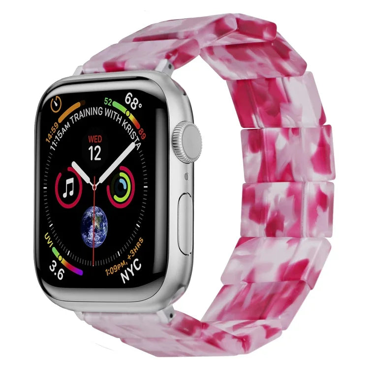 Elastisches, quadratisches Uhrenarmband aus Kunstharz, passend für Apple Watch 46 mm / 49 mm / 45 mm / 44 mm und 42 mm / 41 mm / 40 mm / 38 mm