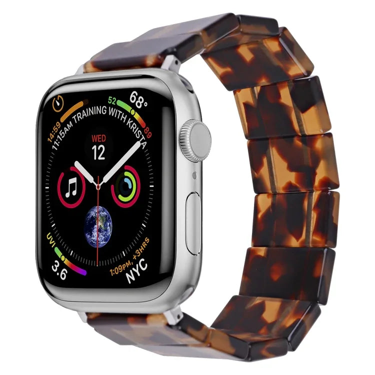 Elastisches, quadratisches Uhrenarmband aus Kunstharz, passend für Apple Watch 46 mm / 49 mm / 45 mm / 44 mm und 42 mm / 41 mm / 40 mm / 38 mm