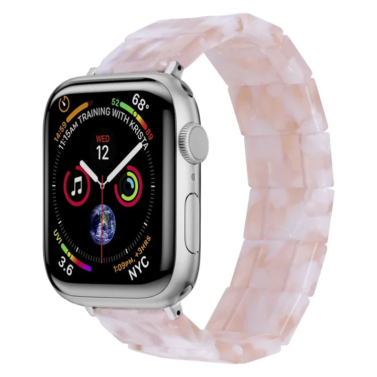 Elastisches, quadratisches Uhrenarmband aus Kunstharz, passend für Apple Watch 46 mm / 49 mm / 45 mm / 44 mm und 42 mm / 41 mm / 40 mm / 38 mm