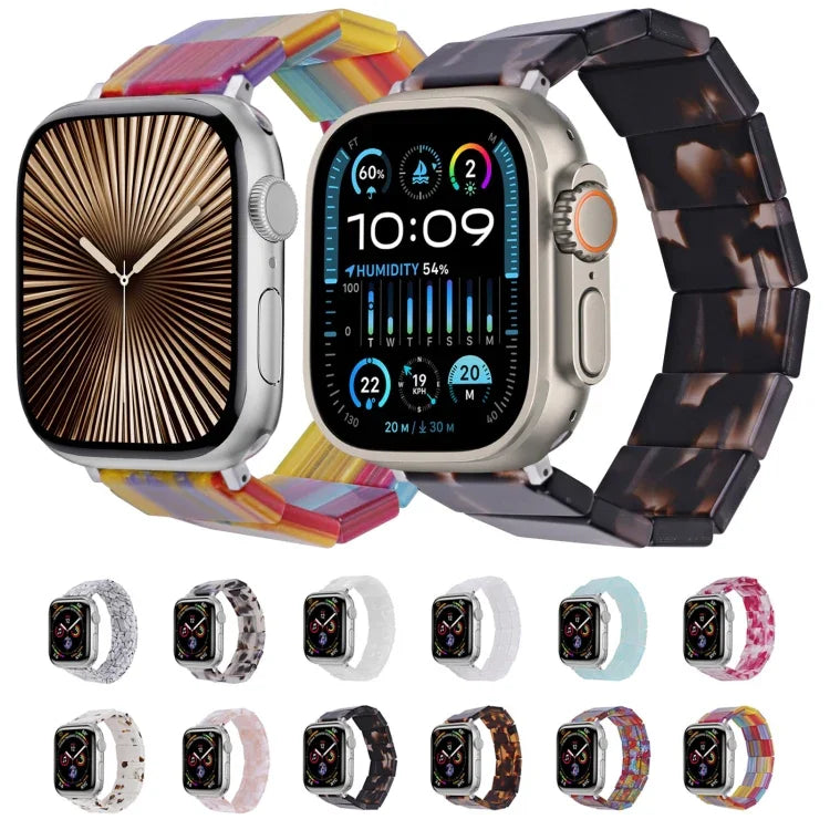 Elastisches, quadratisches Uhrenarmband aus Kunstharz, passend für Apple Watch 46 mm / 49 mm / 45 mm / 44 mm und 42 mm / 41 mm / 40 mm / 38 mm