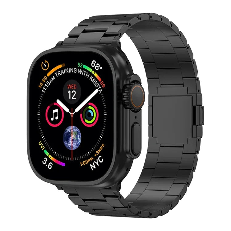 Magnetisches Dreifach-Perlenarmband aus Titanlegierung, passend für Apple Watch 46 mm / 49 mm / 45 mm / 44 mm und 42 mm / 41 mm / 40 mm / 38 mm