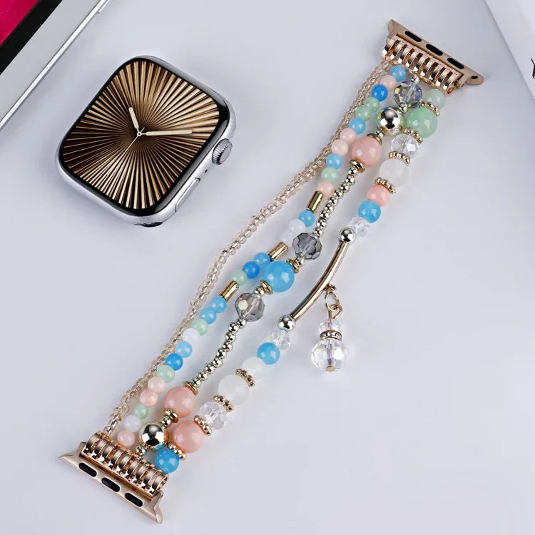 Vierreihiges Uhrenarmband aus Kupferperlen, passend für Apple Watch 46 mm / 49 mm / 45 mm / 44 mm und 42 mm / 41 mm / 40 mm / 38 mm