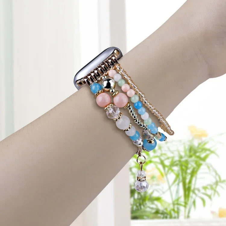 Vierreihiges Uhrenarmband aus Kupferperlen, passend für Apple Watch 46 mm / 49 mm / 45 mm / 44 mm und 42 mm / 41 mm / 40 mm / 38 mm
