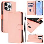 Skin Feel Solid Color Leather Phone Case with Lanyard, For iPhone 16 Pro, For iPhone 16 Plus