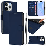 Skin Feel Solid Color Leather Phone Case with Lanyard, For iPhone 16 Pro, For iPhone 16 Plus