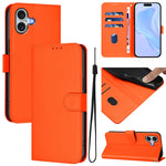 Skin Feel Solid Color Leather Phone Case with Lanyard, For iPhone 16 Pro, For iPhone 16 Plus