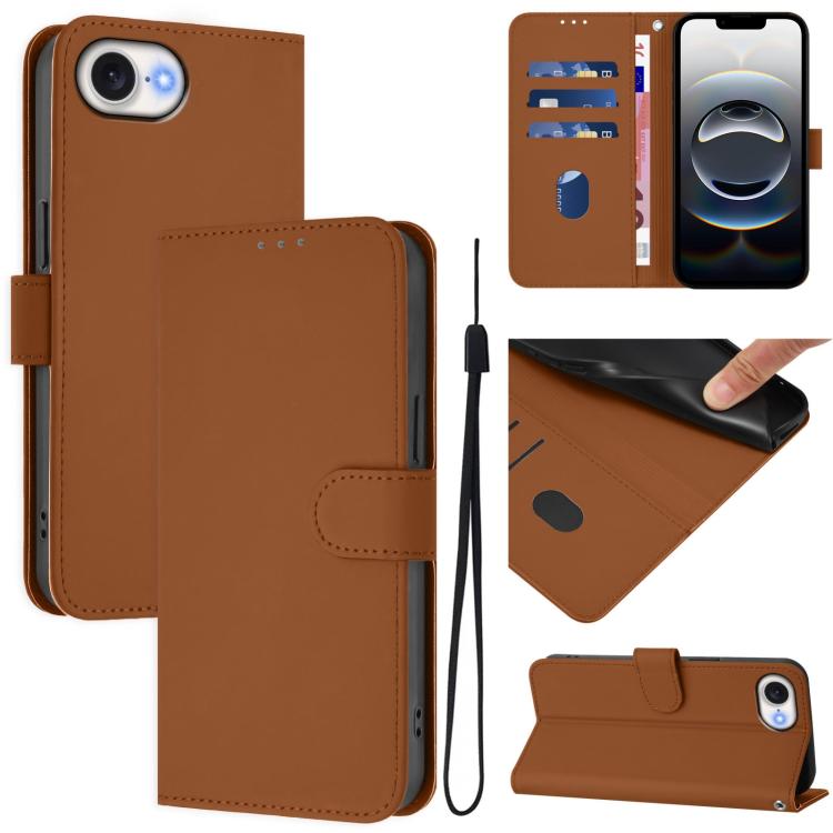 Handyhülle aus Leder in Unifarben mit angenehmer Haptik und Trageband, für iPhone 17e / 16e, für iPhone 17 Pro Max