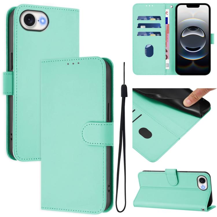 Leder-Handyhülle in Uni-Farben mit griffiger Haptik und Umhängeband, für iPhone 17 Pro, für iPhone 17