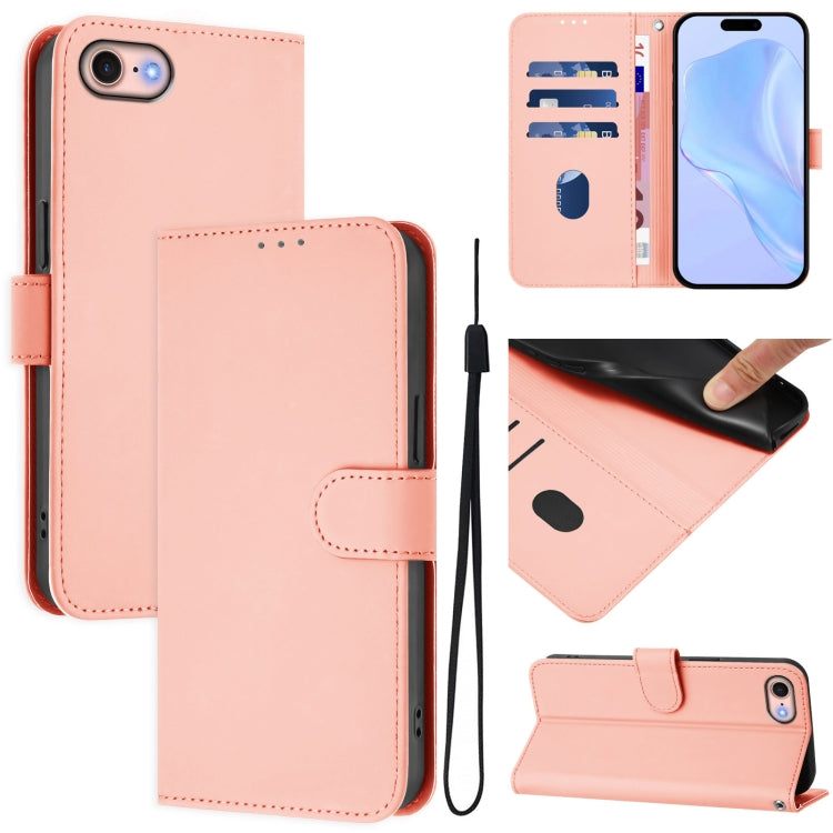 Skin Feel Solid Color Leather Phone Case with Lanyard, For iPhone 14 Pro Max, For iPhone SE 2022 / 2020