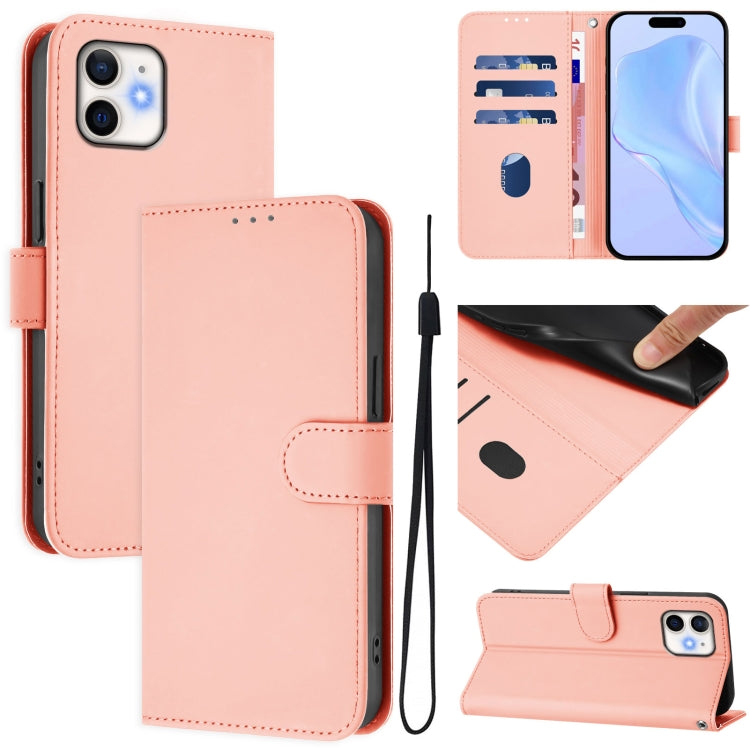 Skin Feel Solid Color Leather Phone Case with Lanyard, For iPhone 13 mini, For iPhone 12 / 12 Pro