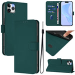Skin Feel Solid Color Leather Phone Case with Lanyard, For iPhone 11 Pro Max, For iPhone 11