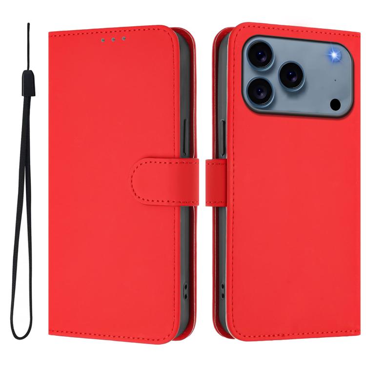 Leder-Handyhülle in Uni-Farben mit griffiger Haptik und Umhängeband, für iPhone 17 Pro, für iPhone 17