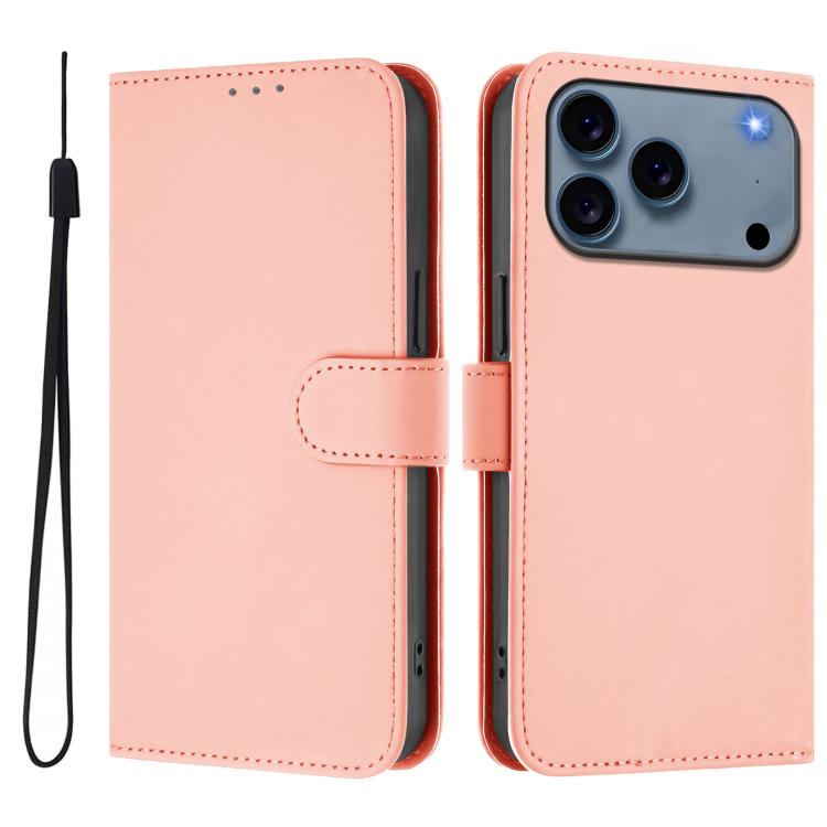 Leder-Handyhülle in Uni-Farben mit griffiger Haptik und Umhängeband, für iPhone 17 Pro, für iPhone 17