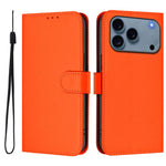 Leder-Handyhülle in Uni-Farben mit griffiger Haptik und Umhängeband, für iPhone 17 Pro, für iPhone 17