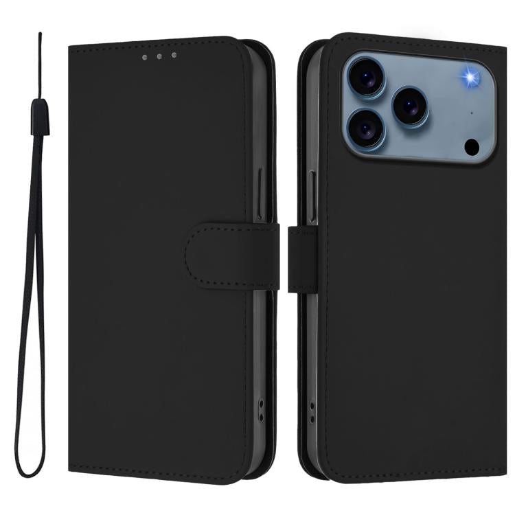 Leder-Handyhülle in Uni-Farben mit griffiger Haptik und Umhängeband, für iPhone 17 Pro, für iPhone 17