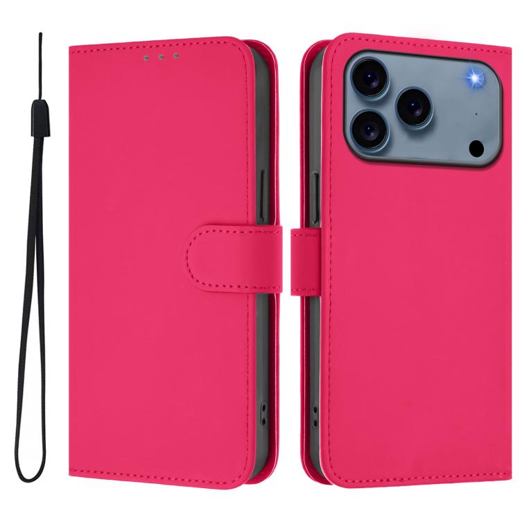 Leder-Handyhülle in Uni-Farben mit griffiger Haptik und Umhängeband, für iPhone 17 Pro, für iPhone 17