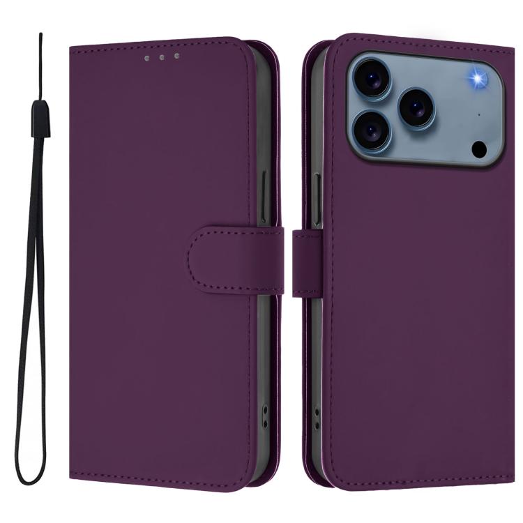 Leder-Handyhülle in Uni-Farben mit griffiger Haptik und Umhängeband, für iPhone 17 Pro, für iPhone 17