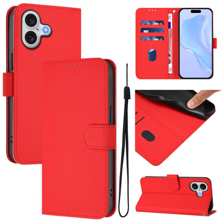 Leder-Handyhülle in Uni-Farben mit griffiger Haptik und Umhängeband, für iPhone 17 Pro, für iPhone 17