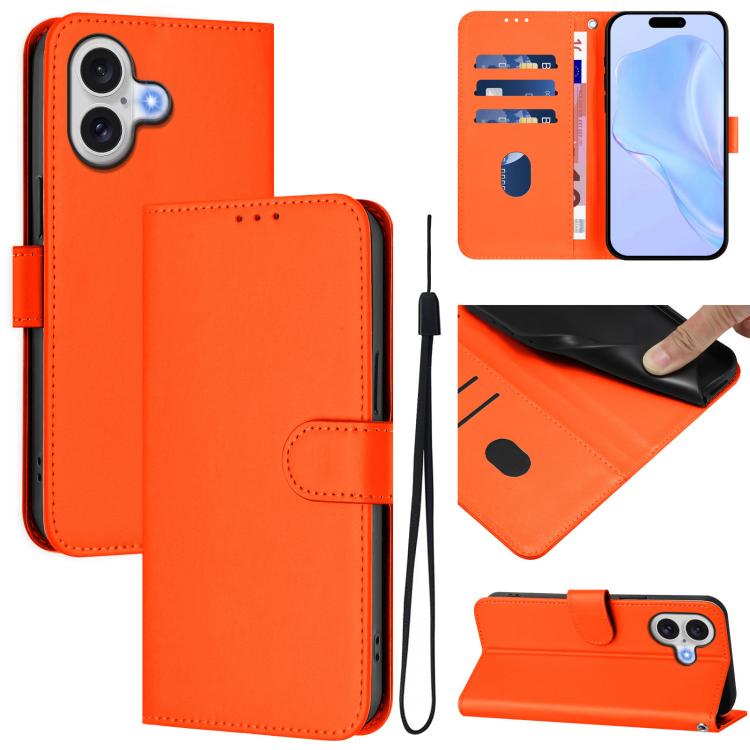 Leder-Handyhülle in Uni-Farben mit griffiger Haptik und Umhängeband, für iPhone 17 Pro, für iPhone 17