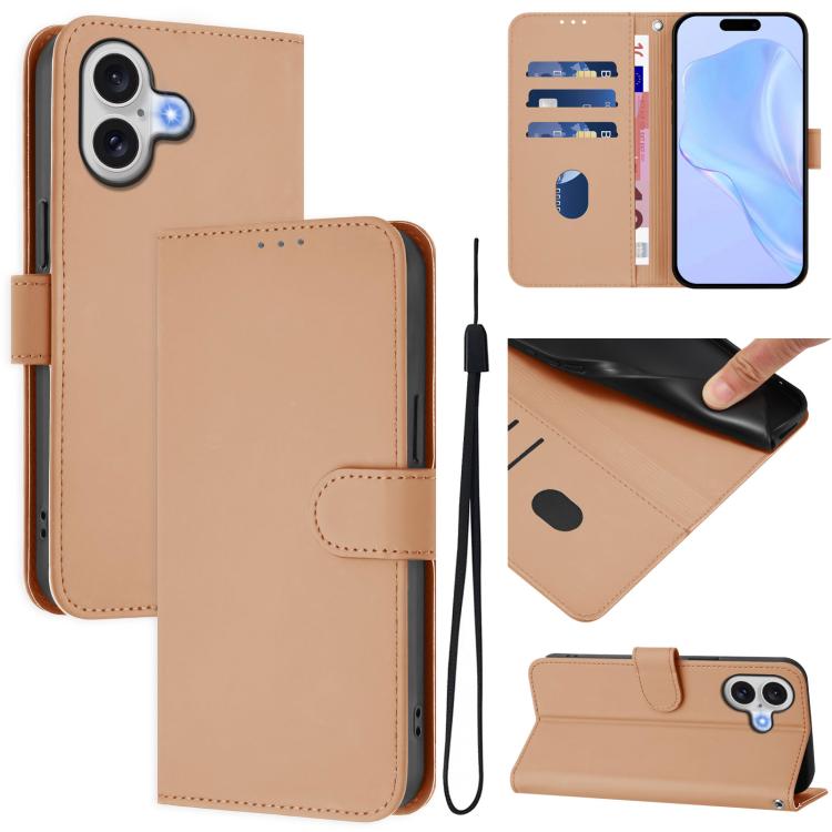 Leder-Handyhülle in Uni-Farben mit griffiger Haptik und Umhängeband, für iPhone 17 Pro, für iPhone 17