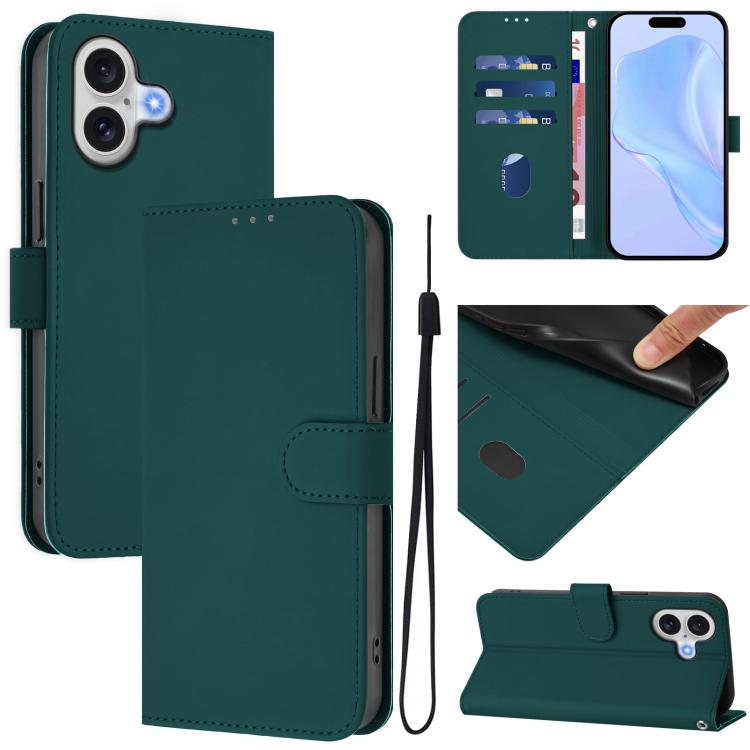 Leder-Handyhülle in Uni-Farben mit griffiger Haptik und Umhängeband, für iPhone 17 Pro, für iPhone 17