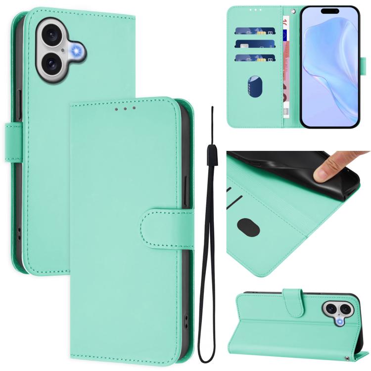 Leder-Handyhülle in Uni-Farben mit griffiger Haptik und Umhängeband, für iPhone 17 Pro, für iPhone 17