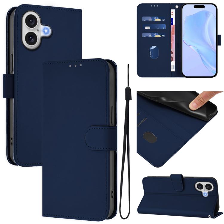 Leder-Handyhülle in Uni-Farben mit griffiger Haptik und Umhängeband, für iPhone 17 Pro, für iPhone 17