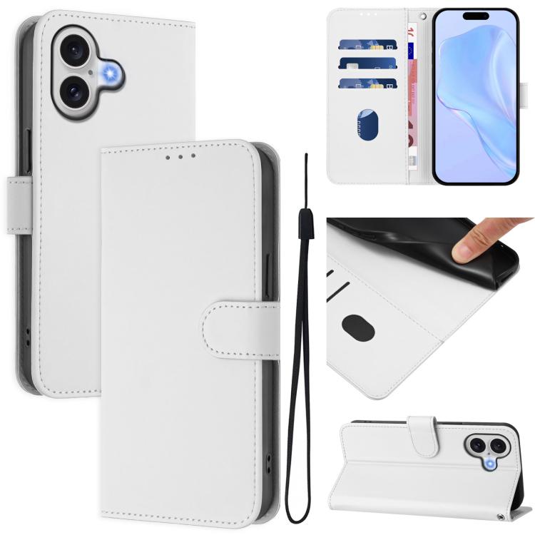 Leder-Handyhülle in Uni-Farben mit griffiger Haptik und Umhängeband, für iPhone 17 Pro, für iPhone 17