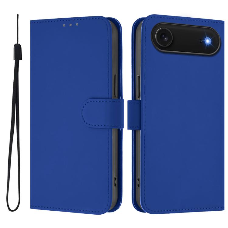 Skin Feel Solid Color Leather Phone Case with Lanyard, For iPhone Air, For iPhone 16 Pro Max