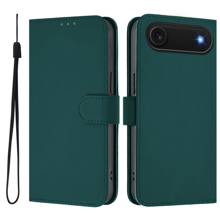 Skin Feel Solid Color Leather Phone Case with Lanyard, For iPhone Air, For iPhone 16 Pro Max