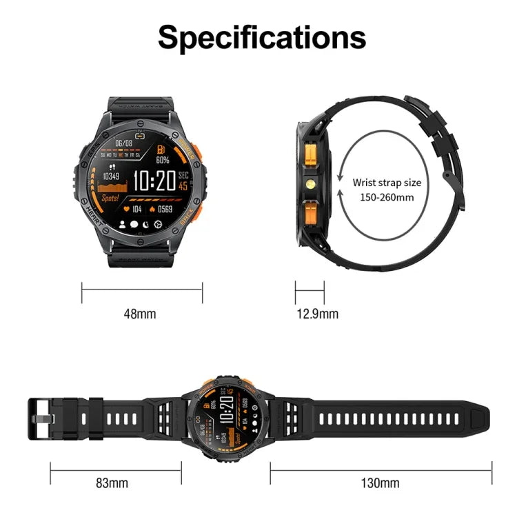 LEMFO K67 1,43 Zoll AMOLED-Display GPS-Sport-Smartwatch, unterstützt Bluetooth-Anrufe / Gesundheitsüberwachung