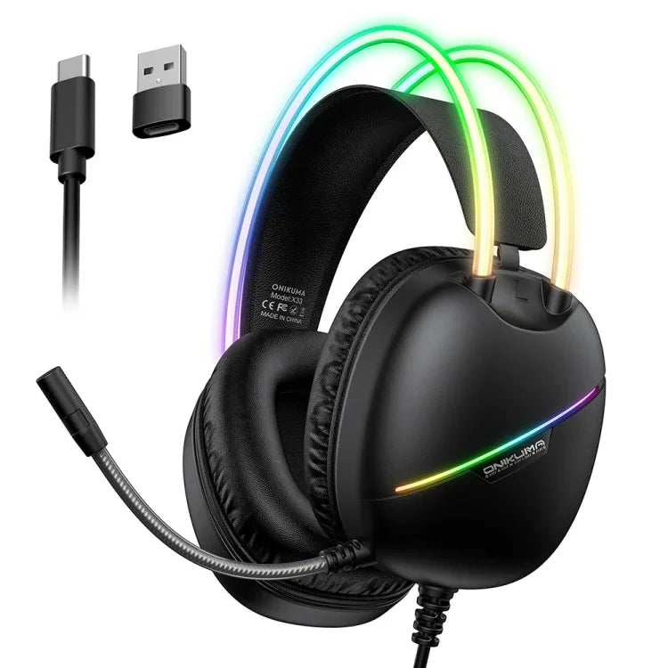 ONIKUMA X33 Kopfmontiertes RGB-Licht E-Sports Gaming Headset, Kabellänge: 2m, X33